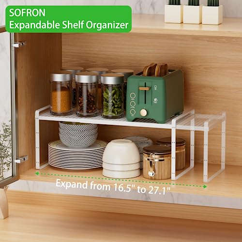 Expandable Storage Shelf (White 3 Packs / Small - 8.1"W x (16.5"-27.1")L x 9.8"H)