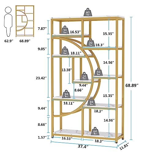 Bookshelf Industrial Etagere Bookcase (Gold / 2 Pack)