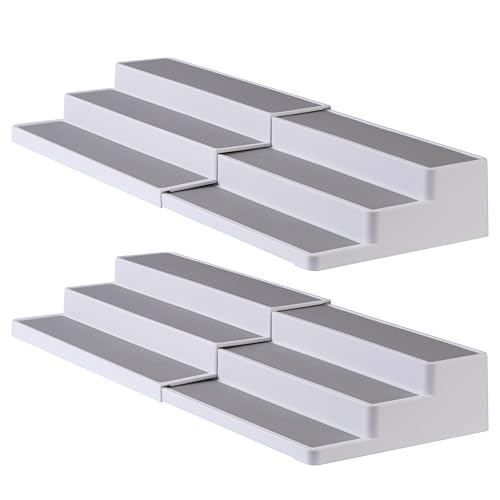 3 Tier Spice Rack Organizer (Set of 2 / Expandable White)