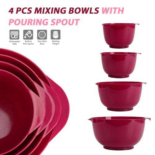 Classic Mixing Bowls Set of 4 (Deep Carmine)