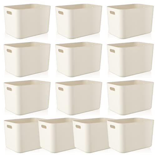 White Plastic Storage Bins (White / 14 x 10.5 x 9.5 in)