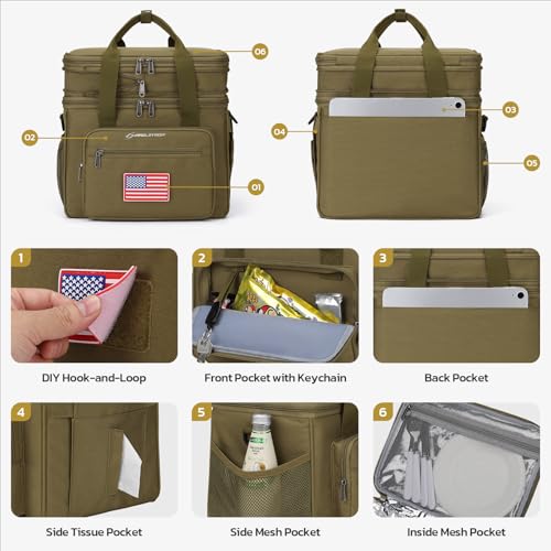 23L Insulated Lunch Box (H Khaki with DIY Hook-and-Loop)