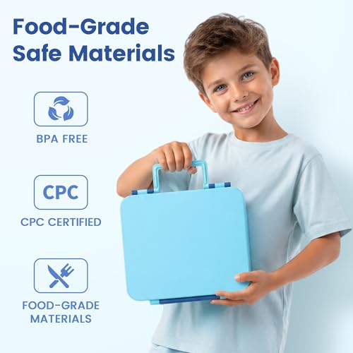 Bento Lunch Box for Kids with 8oz Soup Thermo (Blue)