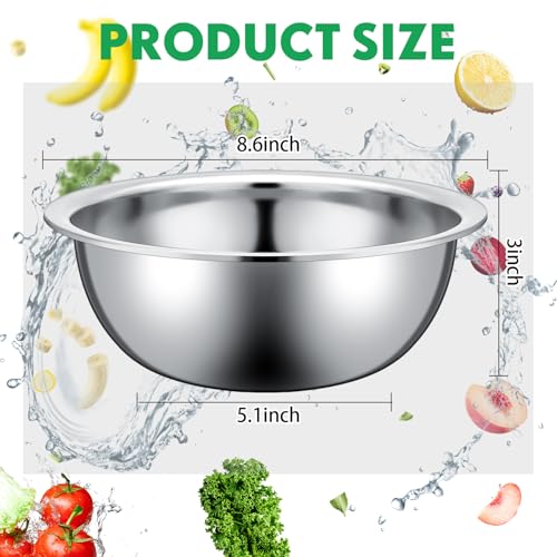 12 Pcs Stainless Steel Mixing Bowls Bulk (8.66 x 3 Inch)