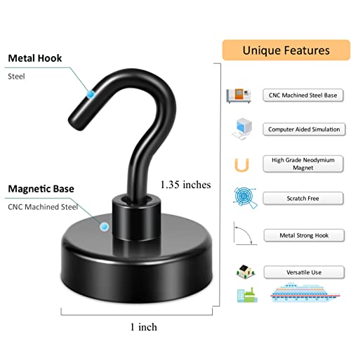 Magnetic Hooks (Black / 1.02 inches)