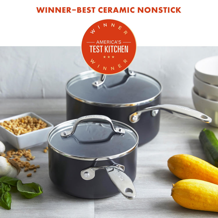 Valencia Pro 2 Piece Ceramic Saucepan Set (Gray / 5 Quarts)
