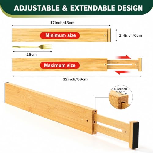 Kitchen Drawer Dividers 6 Pack Bamboo Drawer Organizers