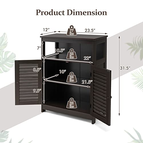 Bathroom Storage Cabinet (Brown / 23.5 inches x 12 inches x 31.5 inches)