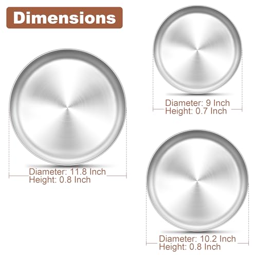 Pizza Pan, 9/10/12 Inch Stainless Steel Pizza Pans Trays Set of 3 (Silver / 9” & 10” & 12” - 3PCS)