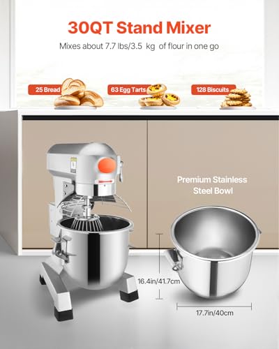 30Qt Commercial Food Mixer Timing Function 1250W Commercial Mixer (30 Quart / Food Mixer)