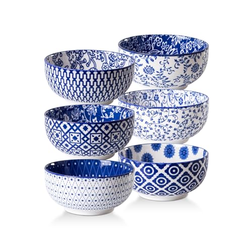 23 Oz Ceramic Soup Bowls Set of 6 (Vintage Blue / 23oz)
