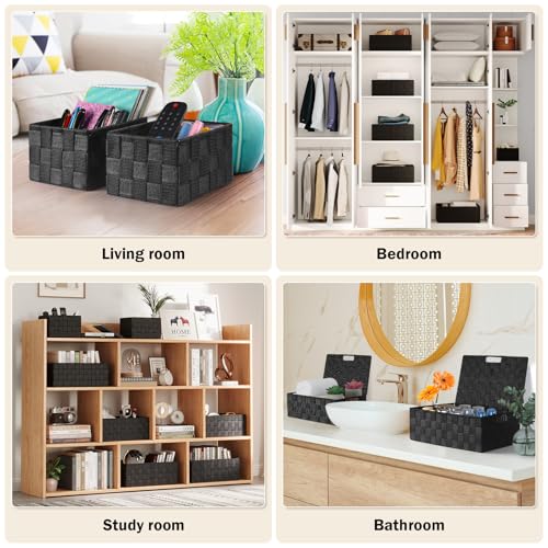 Storage Baskets with Lids (Black / 5pack with Lids)