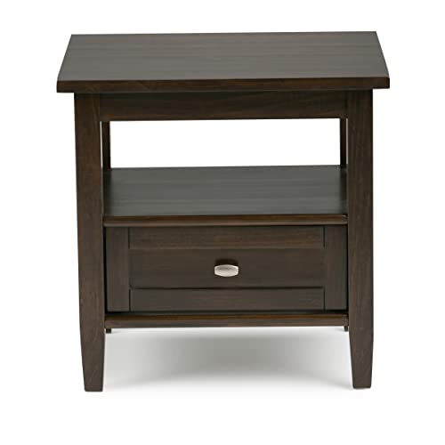 Warm Shaker 20" Wide Solid Wood End Table in Brunette Brown (End Table / Tobacco Brown / 20 inch)