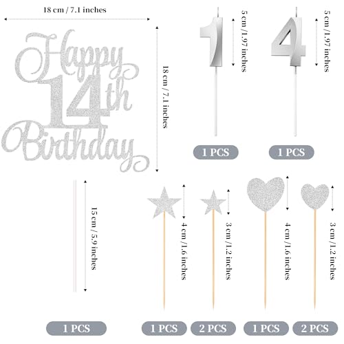 14th Birthday Cake Decorations (Silver)