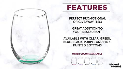 Stemless Wine Glasses by ARC 5.5 oz. Set of 12 (Blank - Green / 12 Glasses)