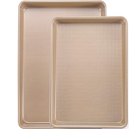 Cookie Sheets for Baking Nonstick (Sheet Pan 2 Pack (9x13 in & 15x10 in) Gold)