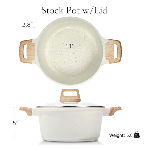 Nonstick Stock Pot with Lid (7 Quarts / White)