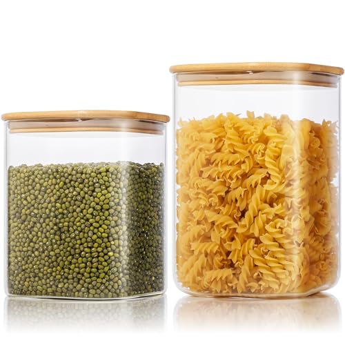 Large Glass Storage Containers 132oz&63oz (Square 132OZ&63OZ Set-2Pack)