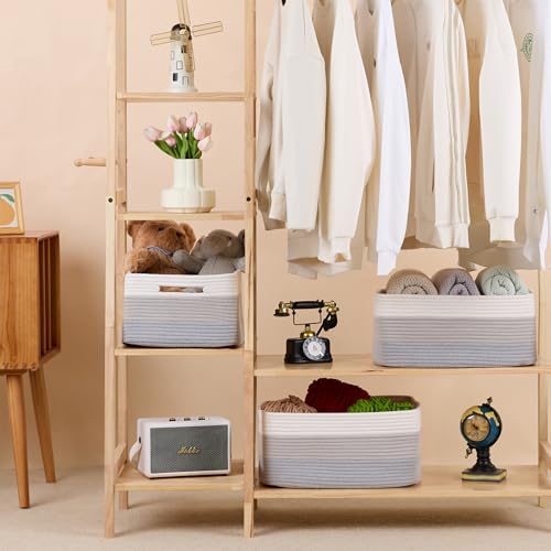 Large Storage Baskets for Shelves (3pcs-L17×W13×H7.5" / Gradient Grey)