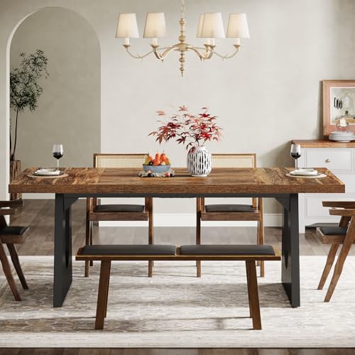 70.86" Rectangular Dining Table for 6 (Dark Brown)