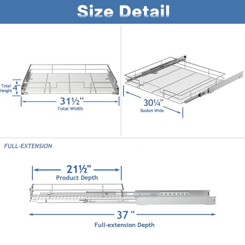 Pull Out Cabinet Organizer (1 Tier / 31½"W x 21½"D)