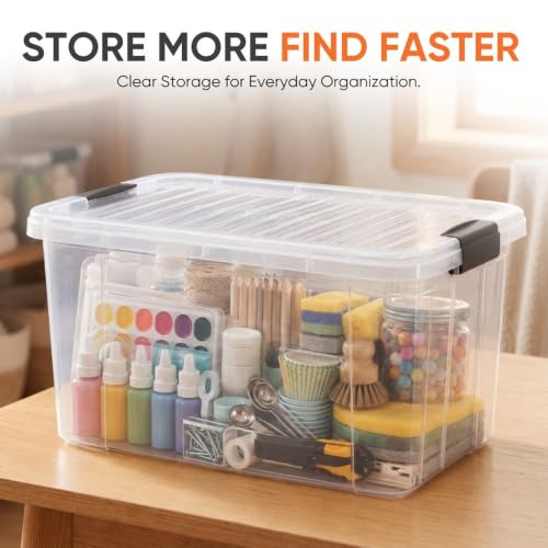 14.7 Quart Clear Plastic Storage Boxes with Lids (14.7 Quart)
