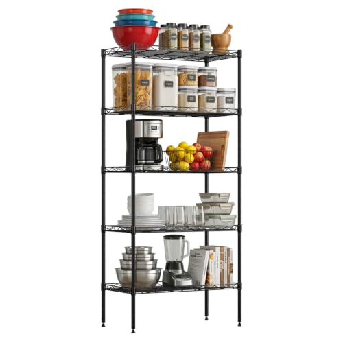 5 Tier Wire Shelf (Black / 22×12×48)