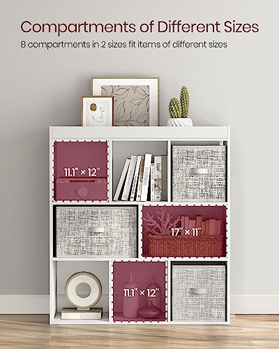 Bookshelf 8 Cubes Storage Organizer (1 Pack / 8 Cubes (11"D x 39.4"H) / Cloud White)