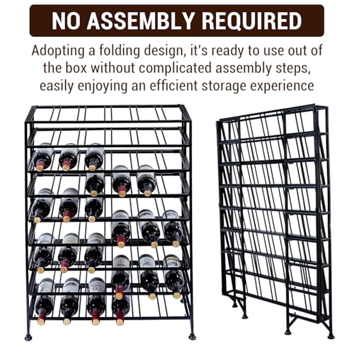 9 Tier Gray Metal Freestanding Wine Rack Holds 54 Bottles (Black)