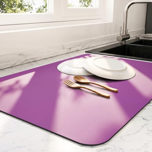 Dish Drying Mat for Kitchen Counter (Purple / 18" x 28")