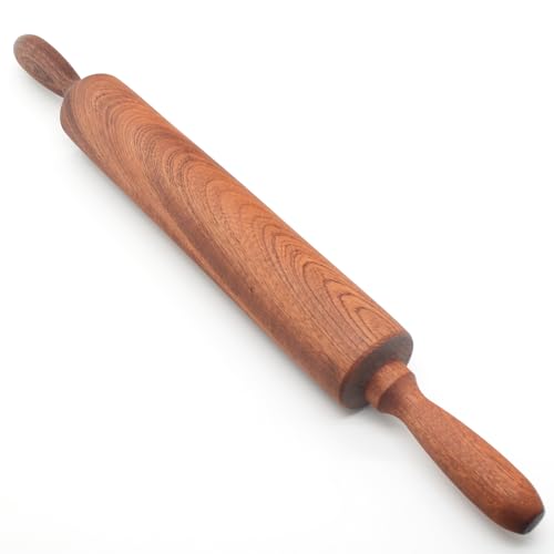 Classic Sapele Wooden Rolling Pin With Handles 17''L x 1.77"W ((SMALL) 17in L x 1.77in W)