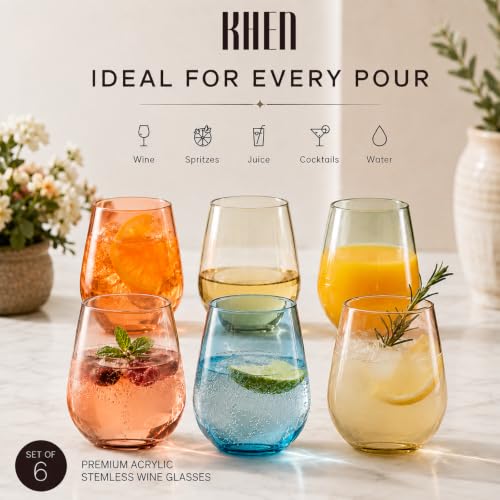 European Style Shatterproof Tritan Stemless Wine Glasses (Tritan Acrylic Stemless Wine Glasses)