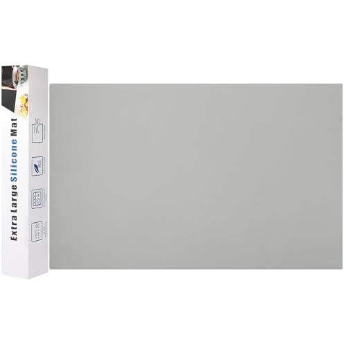 Silicone Mats for Kitchen Counter Thicker Extra Large Heat Resistant Mats Countertop Protector Liners for Bottom of Oven Air Fryer Coffee Maker (24"L x 16"W / Gray)