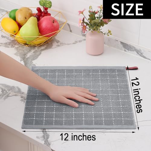 100% Cotton Terry Kitchen Dish Cloths (Grey / 12 X 12 - 6 Pack)