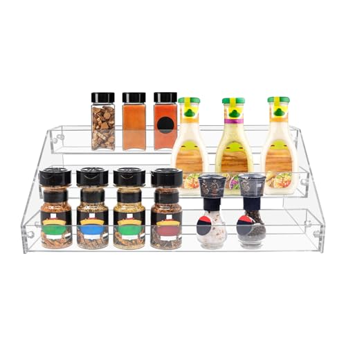 3 Tier Clear Acrylic Spice Rack Organizer for Cabinet Countertop (3 Tier - inner width 1.93'')