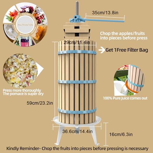 XL Fruit Apple Cider Wine Classic Press (7.9 Gallon / Blue)
