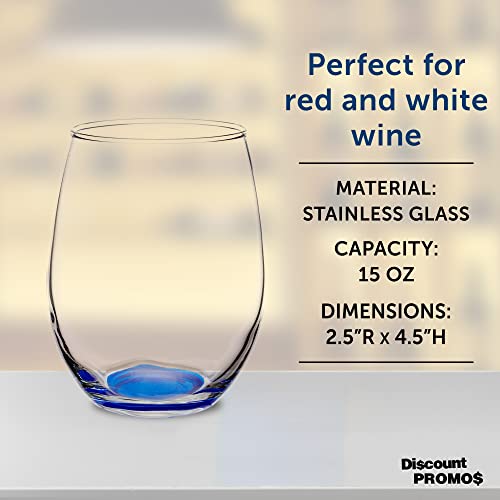 Stemless Wine Glasses in Bulk by ARC Perfection (Blank – Blue / 10 Count (Pack of 1))