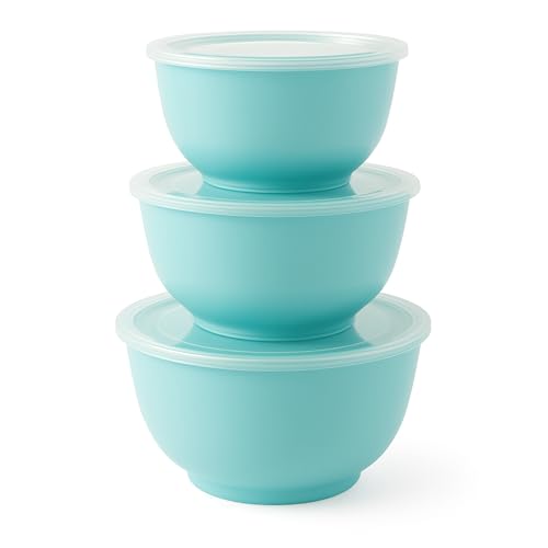 Melamine Mixing Bowl Set with Lids (Solid Turquoise / Large)