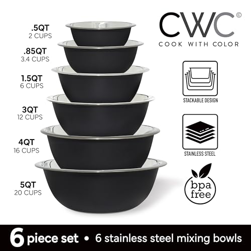 Stainless Steel Mixing Bowls Set (6 Pieces / Black)