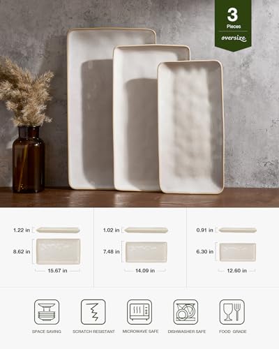 Serving Platters Set of 3 Sizes (Cappuccino White)