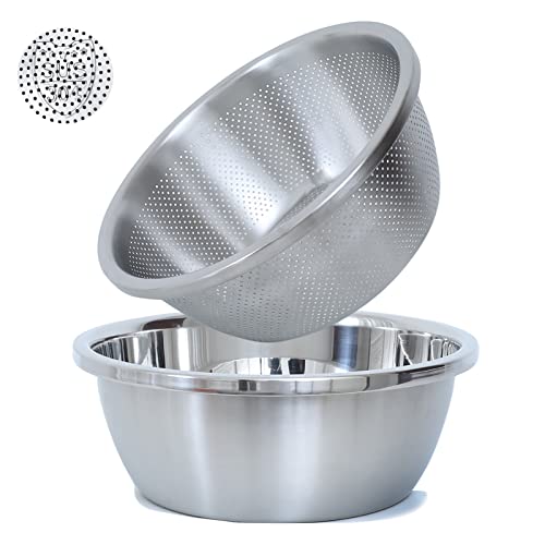 304 Stainless Steel Fine Mesh Colander Set (4qt / Primary Colors)