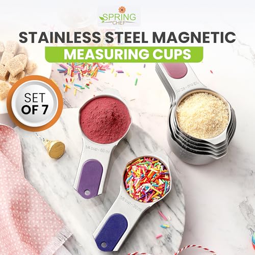 7 Magnetic Stainless Steel Measuring Cups Set (Mountain Sunrise / Magnetic - Set of 7)