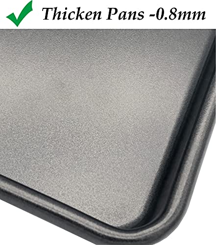 Small Cookie Sheets 11X9 Inch 2Pcs Mini Baking Pan Toaster Oven Tray Nonstick Thicken Brushed Carbon Steel Magnetic No Warp 1 to 2 Person Bakeware By HYTK (9x11x1.1 inch)