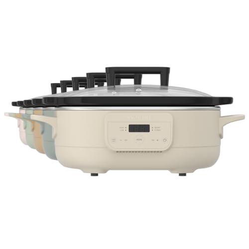 MAGNIFIQUE 6 Quart Programmable Slow Cooker Removable Healthy Nonstick Pot (Brown)