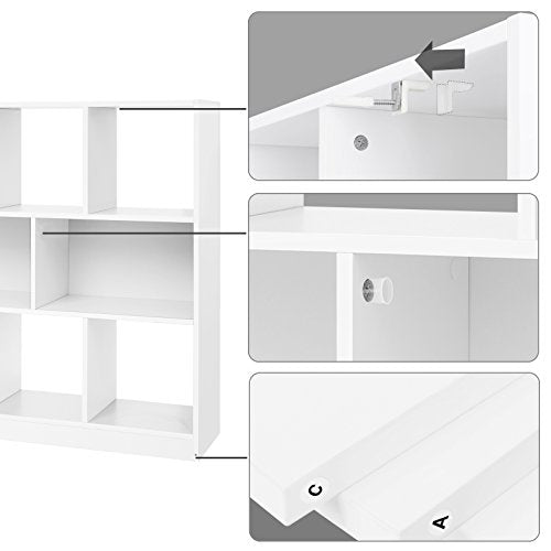 Bookshelf 8 Cubes Storage Organizer (1 Pack / 8 Cubes (11"D x 39.4"H) / Cloud White)