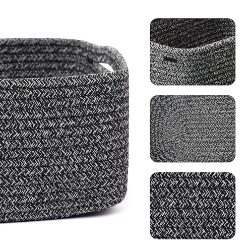 Small Storage Baskets for Organizing (3pcs-L13xW8.5xH5.1" / Dark Gray)