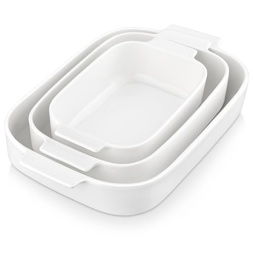 Ceramic Casserole Dishes Set of 3 (White)