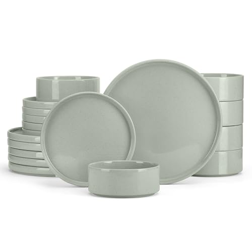 Dinnerware Sets for 6 (Mist Green / Round-18pcs for 6)