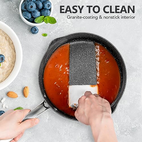 Hard Anodized Saucepan Set with Lids (1.5+2+3 Quarts)