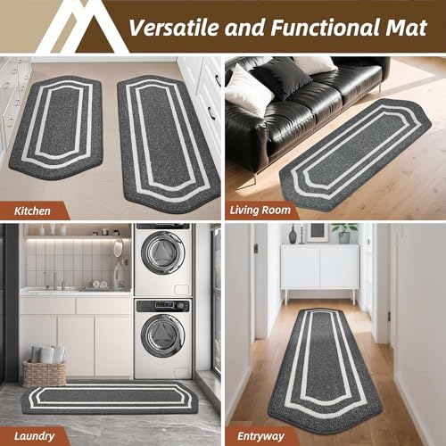 Long Kitchen Floor Mats and Rugs Non Slip Washable (Dark Grey / 24"x 79 ")